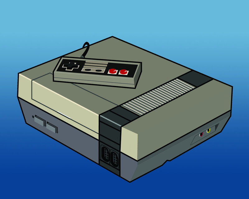 NES console with controller