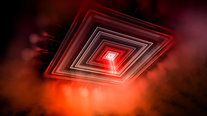 Nested Glowing Squares — Red