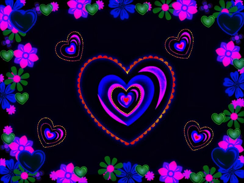 Nested Hearts and Flowers — Purple
