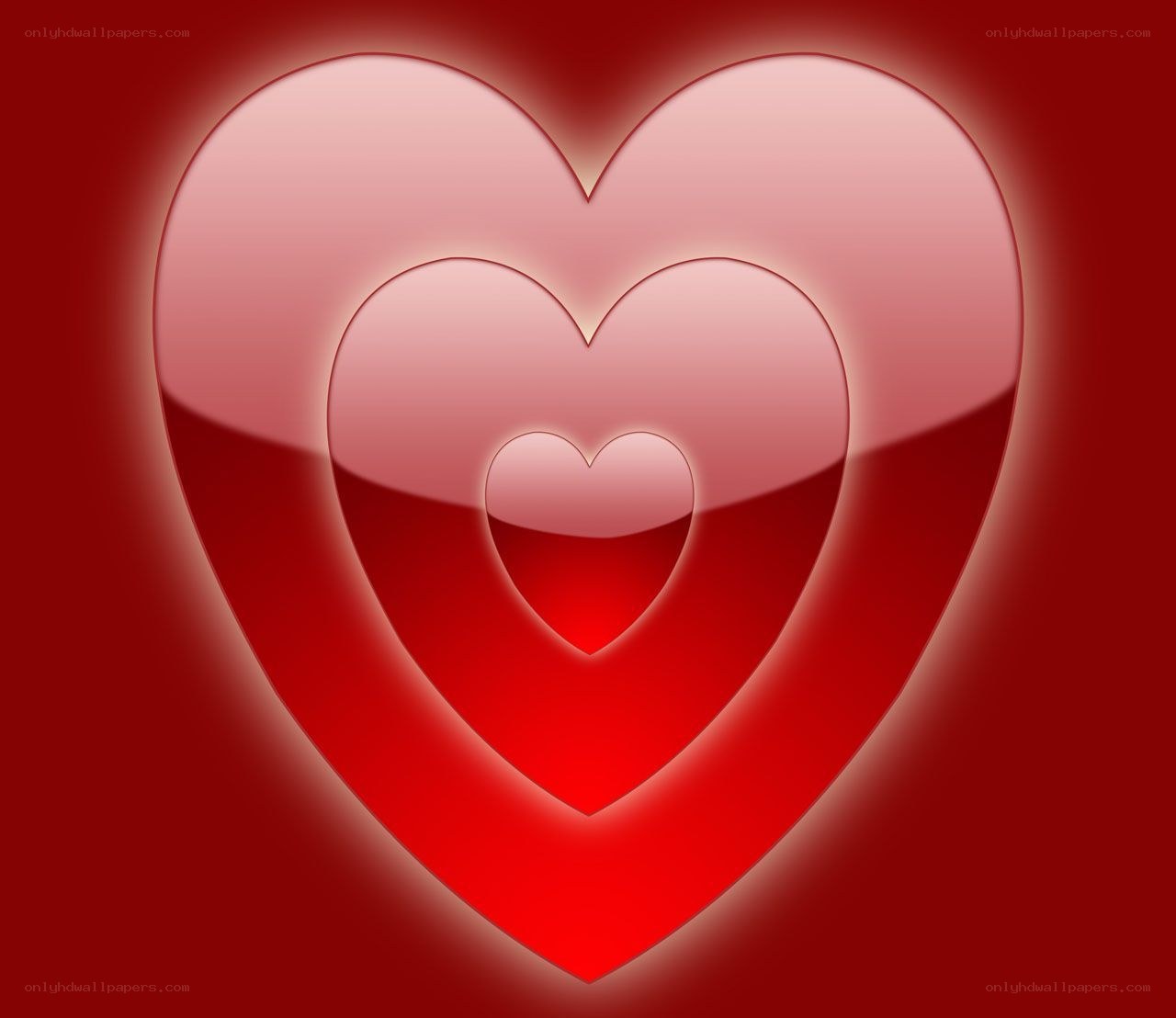 nested hearts on red