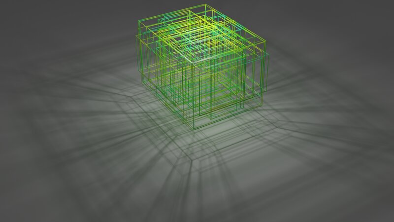 Nested Wireframe Cubes — Green