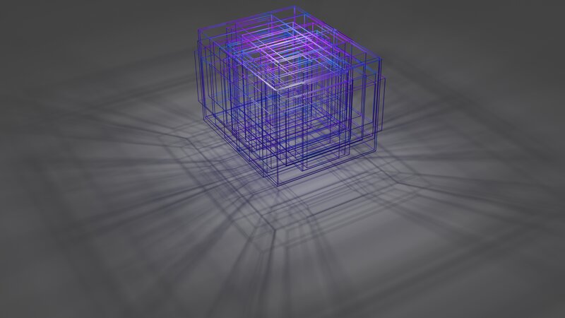 Nested Wireframe Cubes — Purple