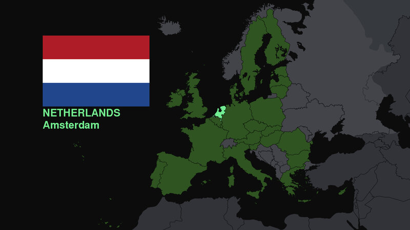 Netherlands on European map