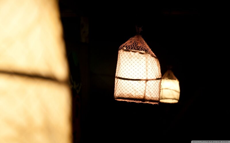 Netted Lanterns at Night