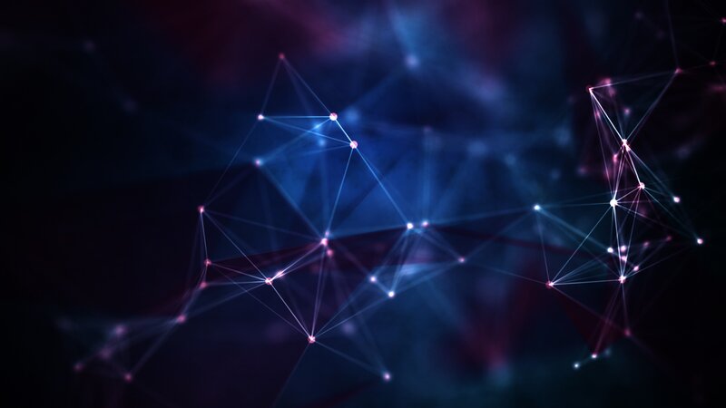 Network of Glowing Nodes — Blue, Abstract