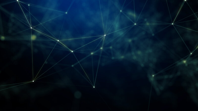 Network of Glowing Nodes — Blue, Technological, Digital Art, Lines