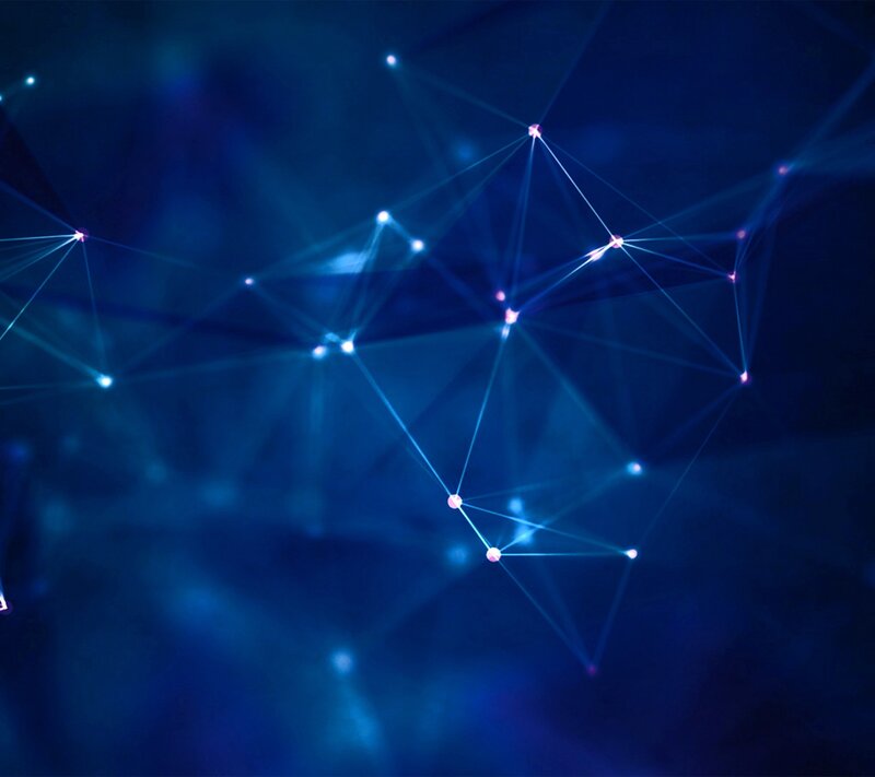 Network of Glowing Nodes — Blue, Technological