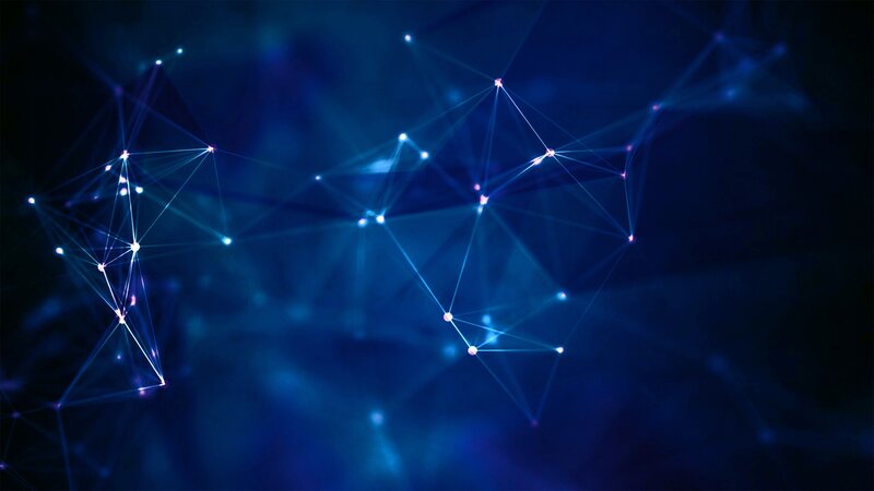 Network of Glowing Nodes — Blue