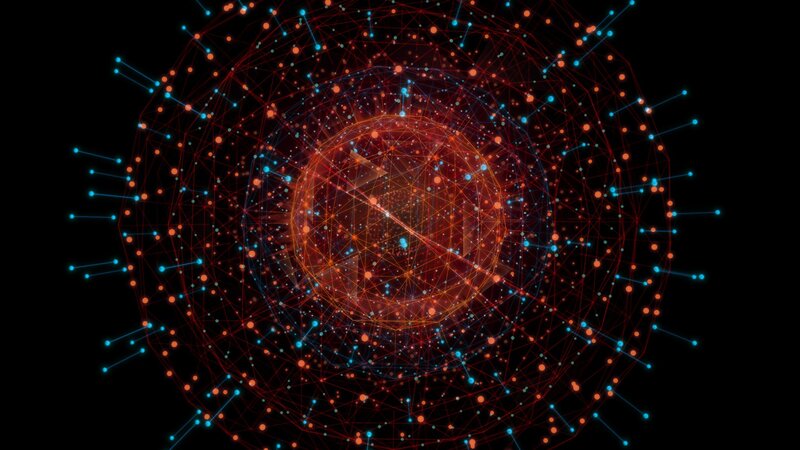 Network of Glowing Nodes — Red, Abstract, Digital Art