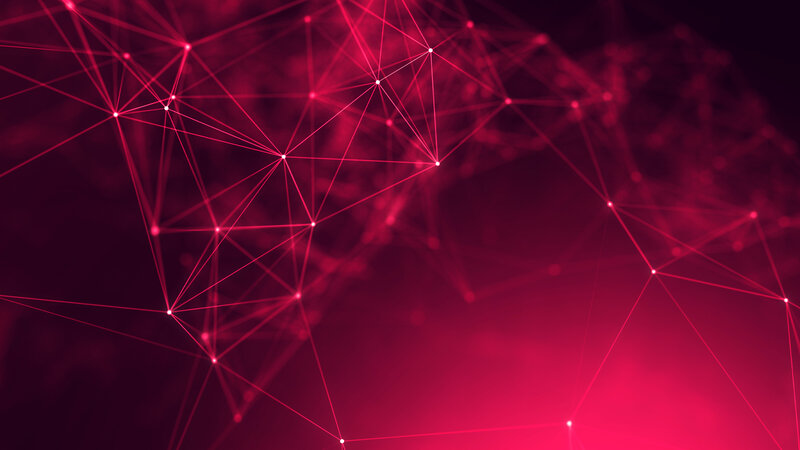 Network of Glowing Nodes — Red, Abstract