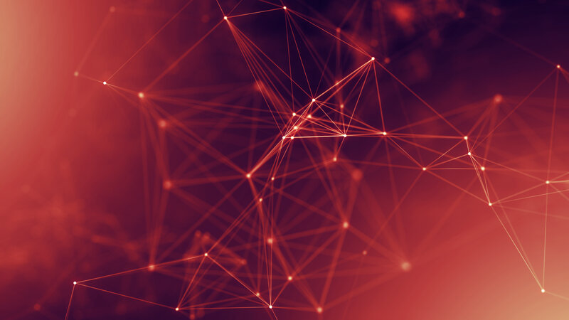 Network of Glowing Nodes — Red, Dramatic, Abstract