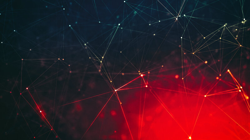 Network of Glowing Nodes — Red, Dramatic