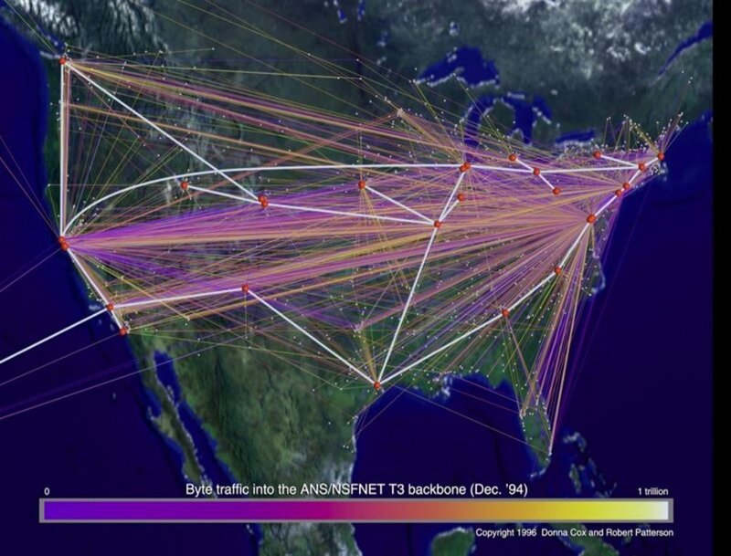 Network traffic map of North America