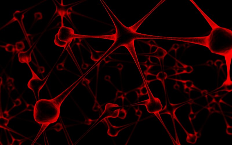 Neural Network Cells — Red, Dark