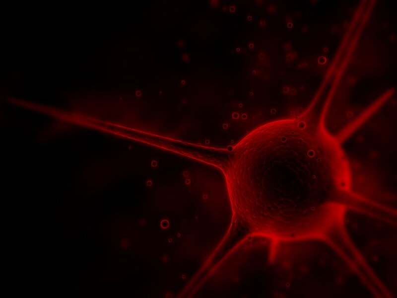 Neuron cell in red light