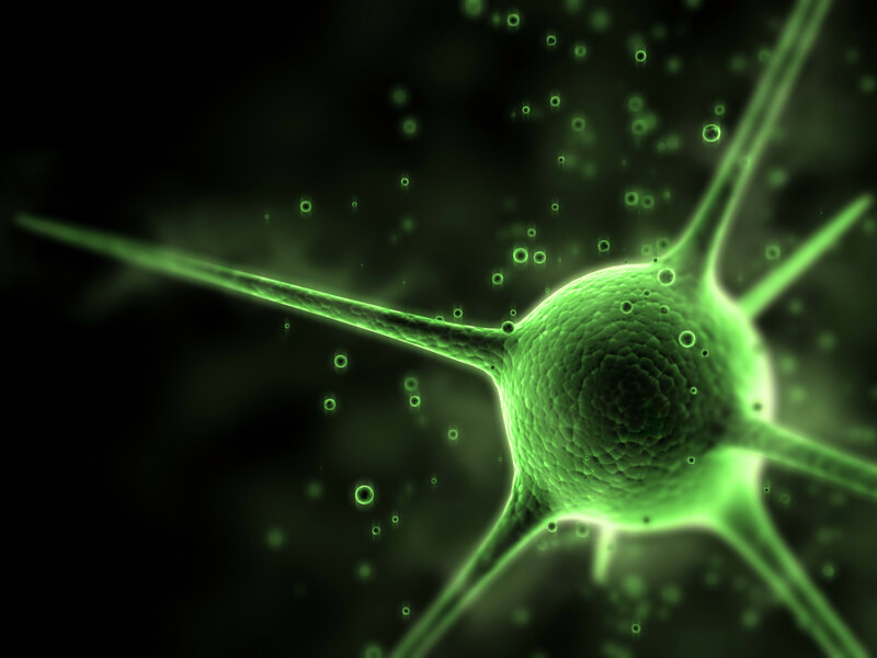 Neuron cell with green glow