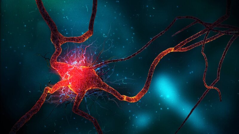 Neuron with Electrical Activity — Red