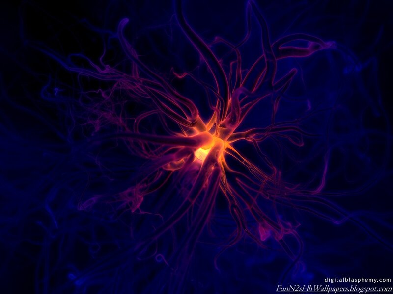 Neuron with Glowing Axons — Blue