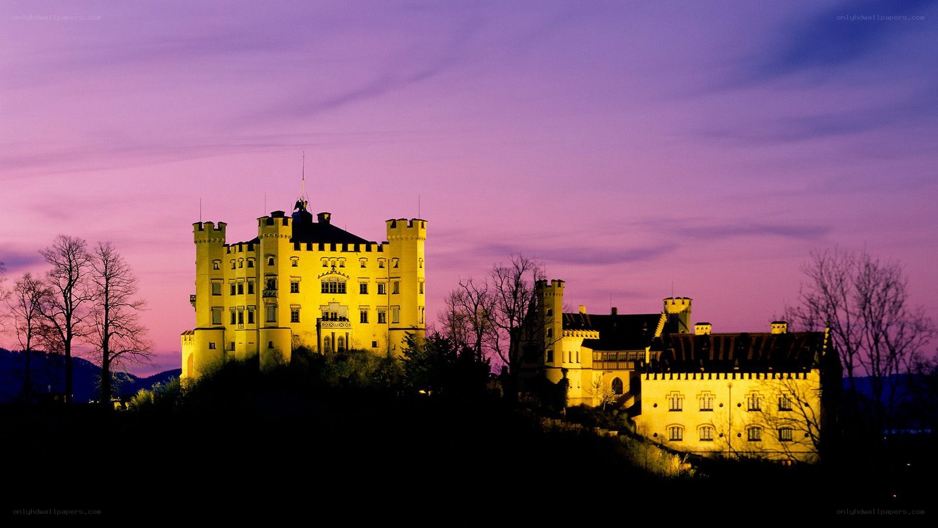 Neuschwanstein Castle at dusk