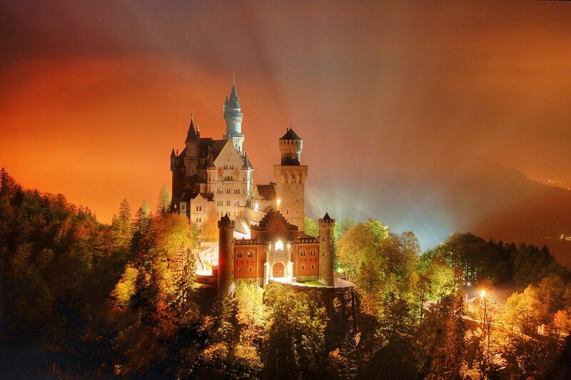 Neuschwanstein Castle at night