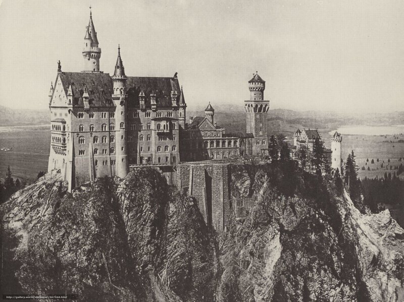 Neuschwanstein Castle — Black, Dramatic, Photograph