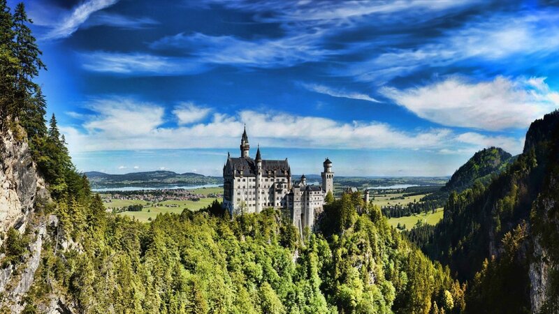 Neuschwanstein Castle — Blue, Dramatic, Afternoon, Photograph