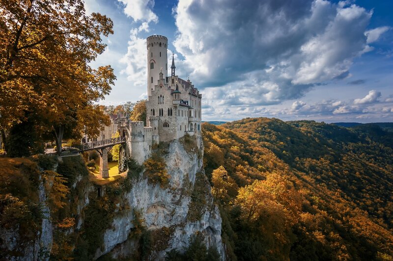 Neuschwanstein Castle — Blue, Dramatic, Autumn, Photograph