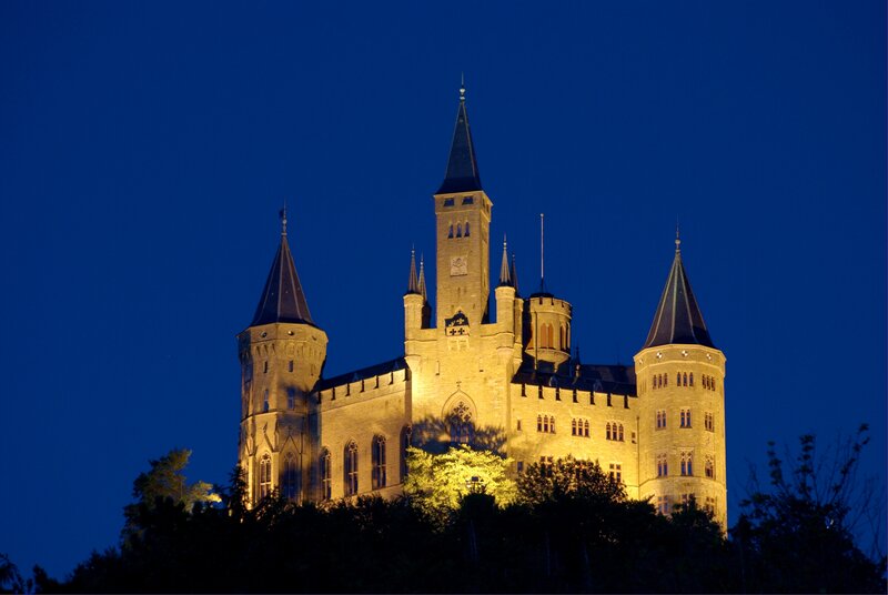 Neuschwanstein Castle — Blue, Dramatic, Night