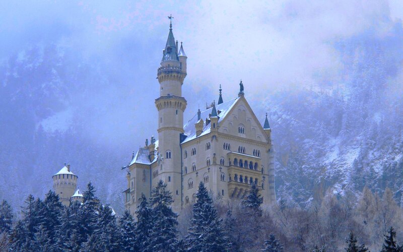 Neuschwanstein Castle — Blue, Misty