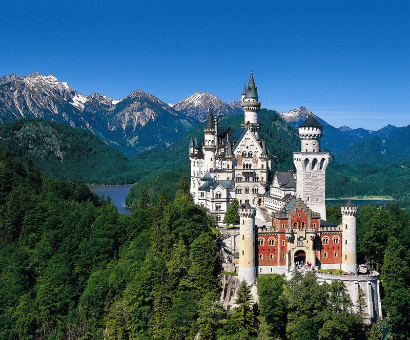 Neuschwanstein Castle — Blue, Serene, Afternoon, Photograph, Mountains, Lake