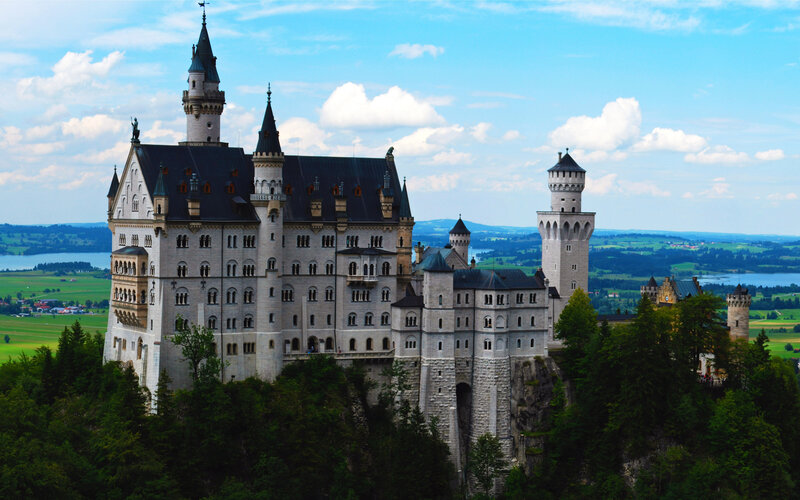 Neuschwanstein Castle — Blue, Serene, Afternoon, Photograph, Towers, Lake