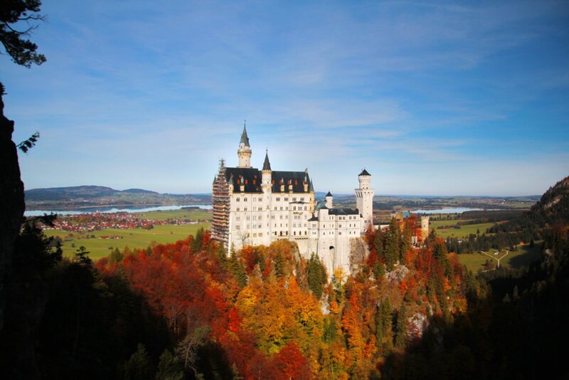 Neuschwanstein Castle — Blue, Serene, Autumn, Photograph, Trees
