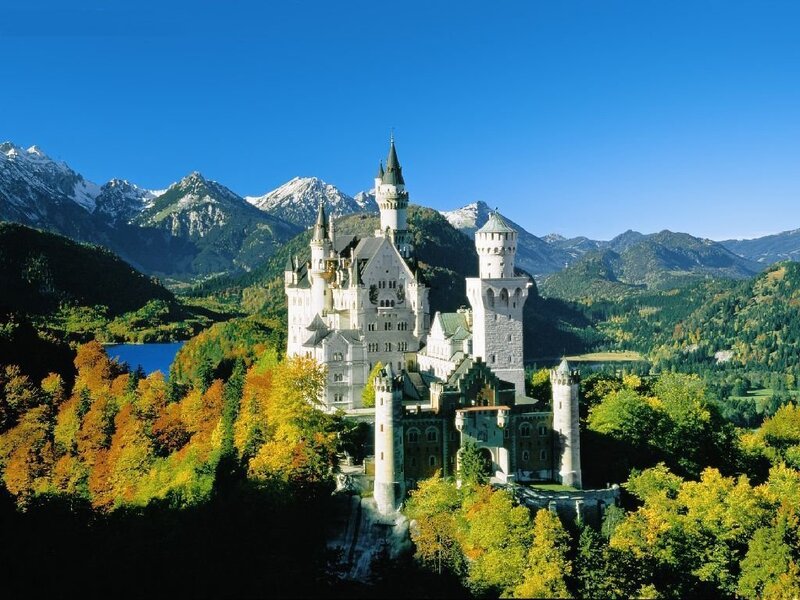 Neuschwanstein Castle — Blue, Serene, Autumn