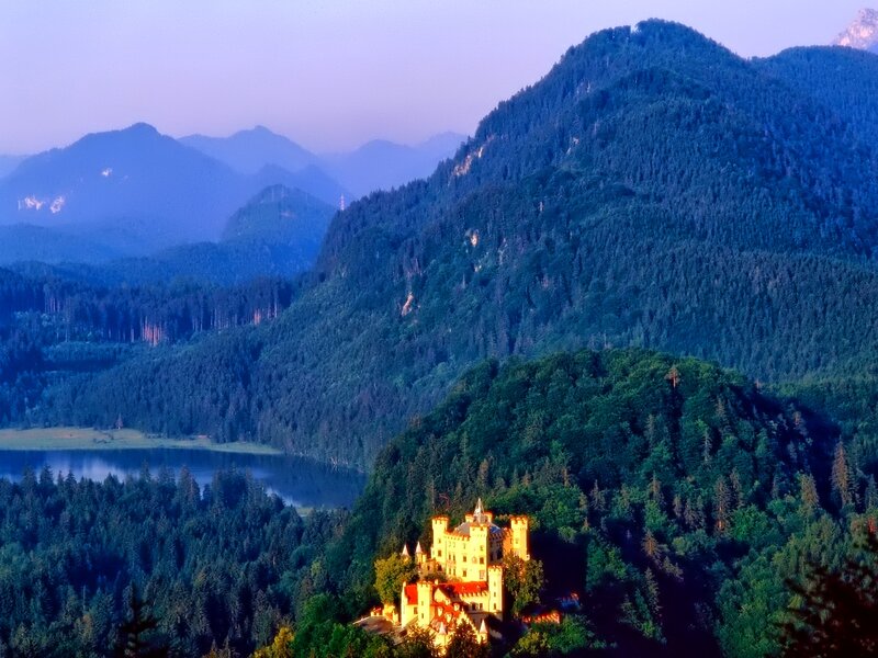 Neuschwanstein Castle — Blue, Serene, Sunset