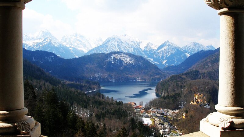 Neuschwanstein Castle — Blue, Serene, Winter, Photograph, Mountains
