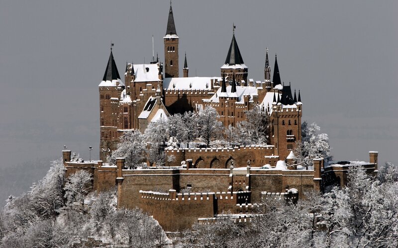 Neuschwanstein Castle — Brown, Serene, Winter, Photograph