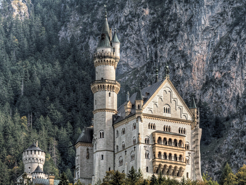 Neuschwanstein Castle — Gray, Dramatic