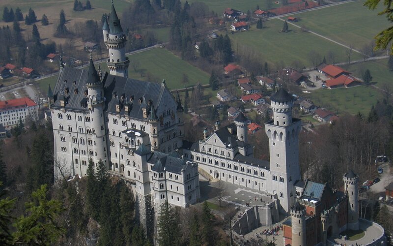 Neuschwanstein Castle — Gray, Serene, Spring, Photograph
