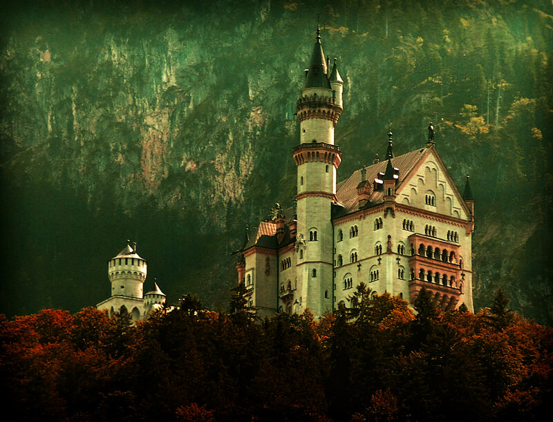 Neuschwanstein Castle — Green, Dramatic, Autumn