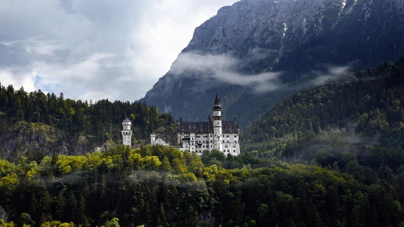 Neuschwanstein Castle — Green, Dramatic, Photograph