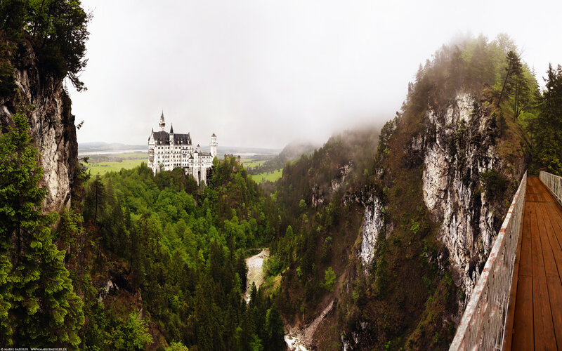 Neuschwanstein Castle — Green, Misty, Morning
