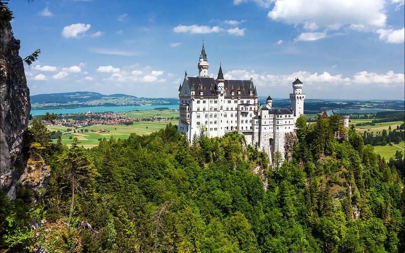 Neuschwanstein Castle — Green, Serene, Afternoon, Photograph, Lake, Forest