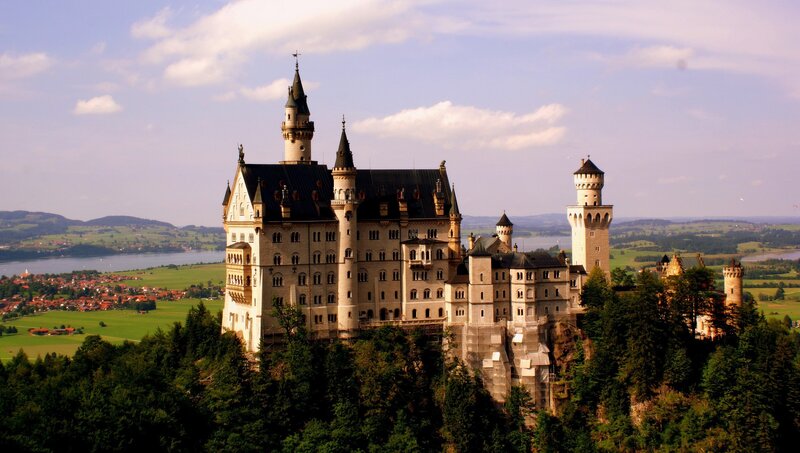 Neuschwanstein Castle — Green, Serene, Afternoon, Photograph, Lake, Hills, Trees