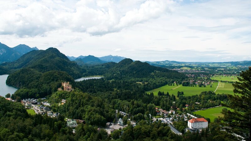 Neuschwanstein Castle — Green, Serene, Afternoon, Photograph, Mountains, Lake