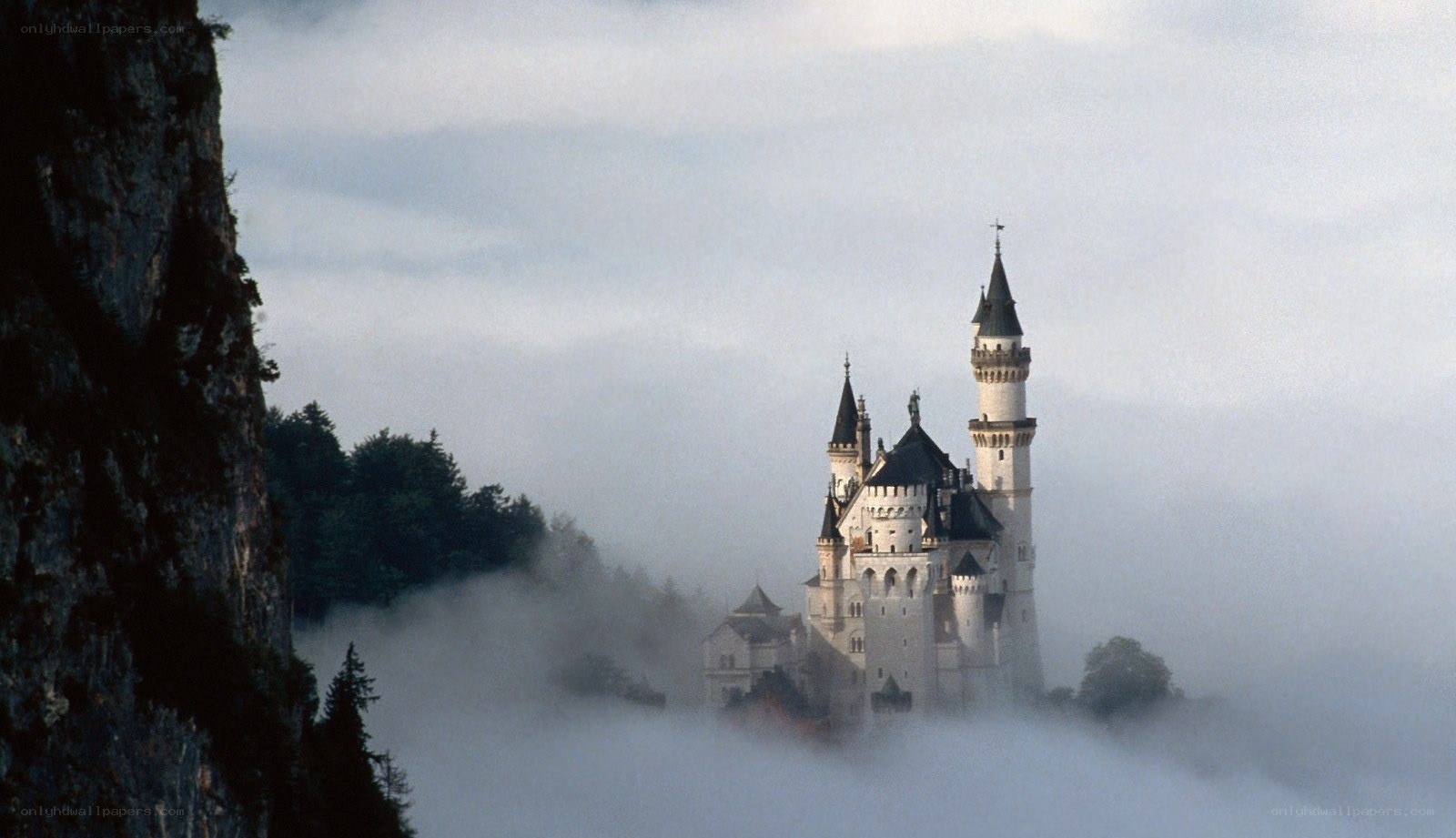 Neuschwanstein Castle in mist
