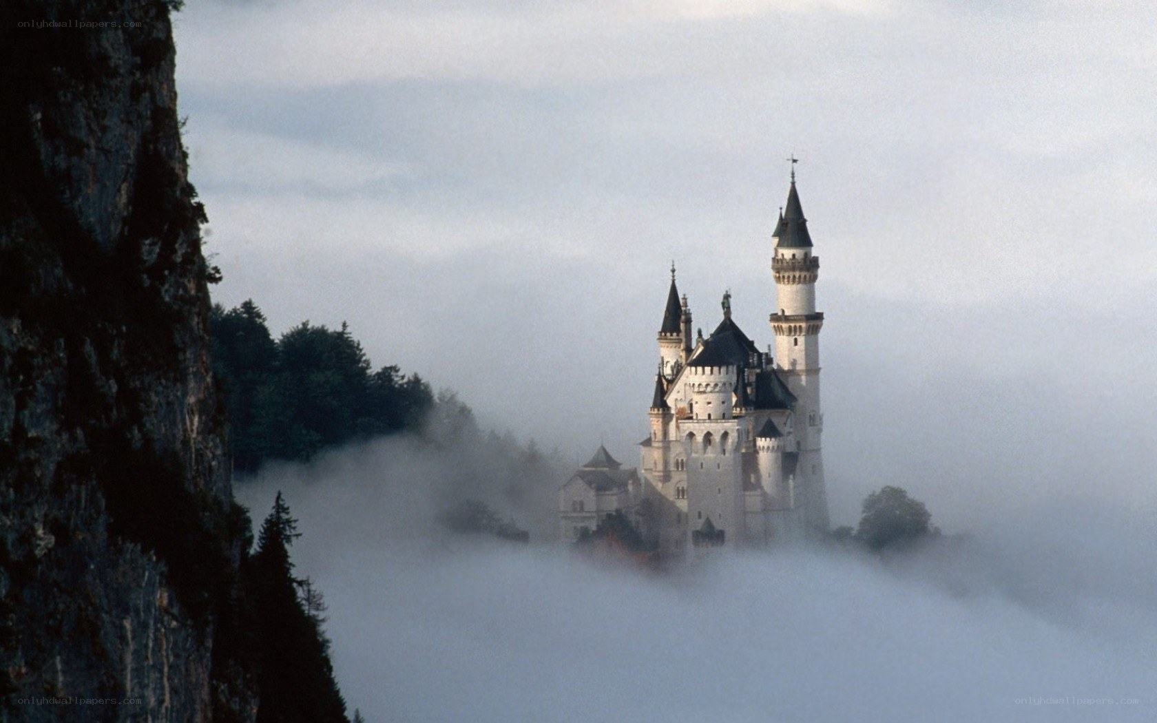 Neuschwanstein Castle in mist