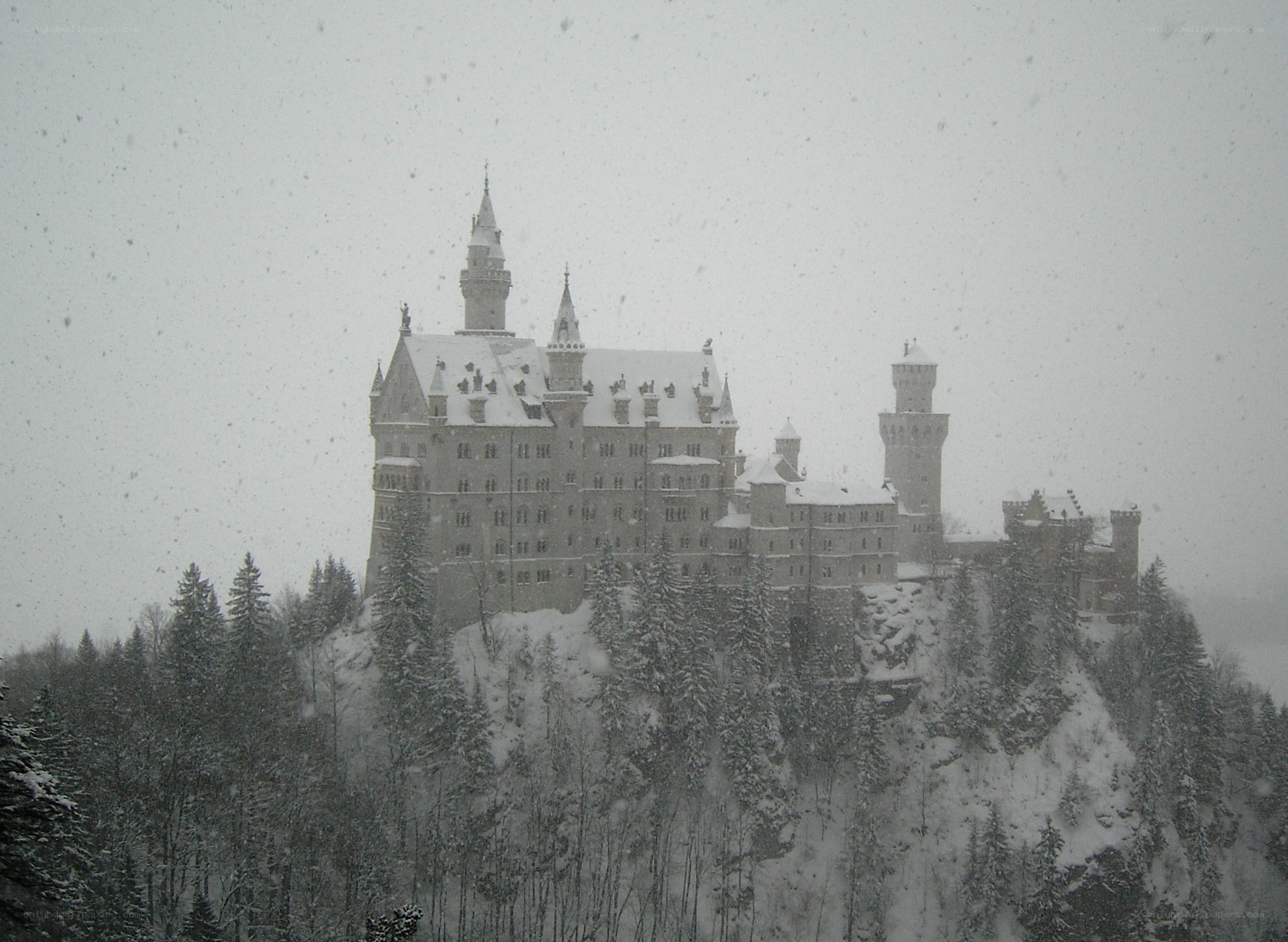 Neuschwanstein Castle in snow