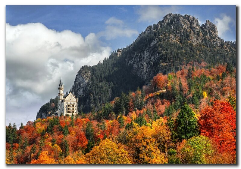 Neuschwanstein Castle — Orange, Dramatic, Autumn