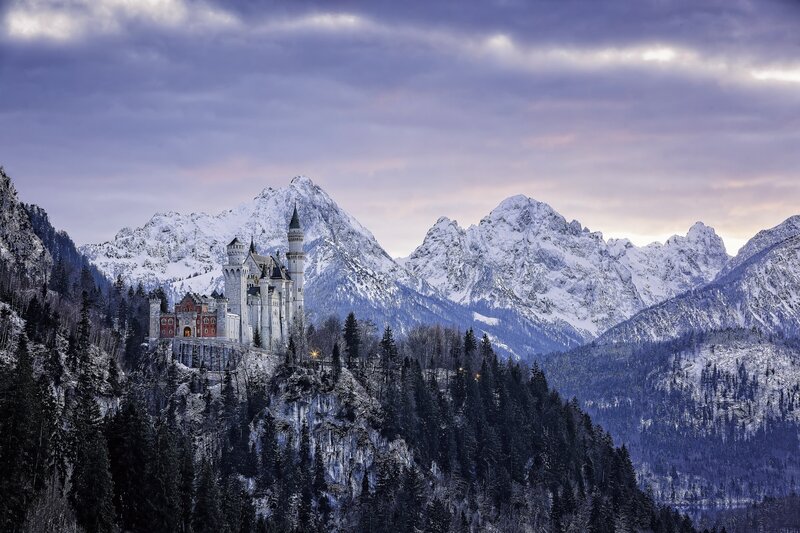 Neuschwanstein Castle — Purple, Dramatic