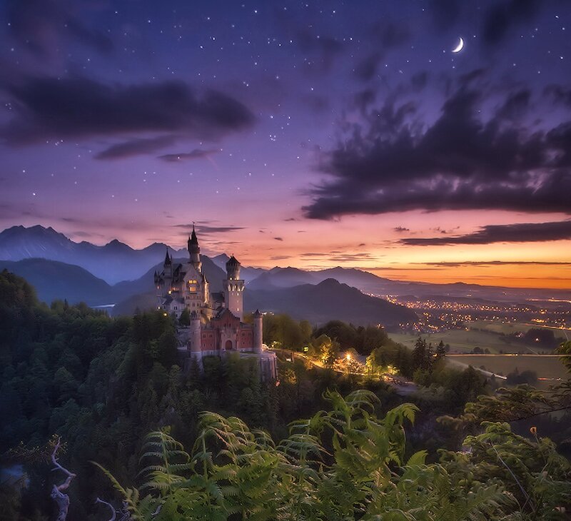 Neuschwanstein Castle — Purple, Serene